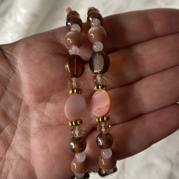 Handcrafted Rhodonite Pendant and Shell, Stone, Glass Necklace - Picture 5 of 7